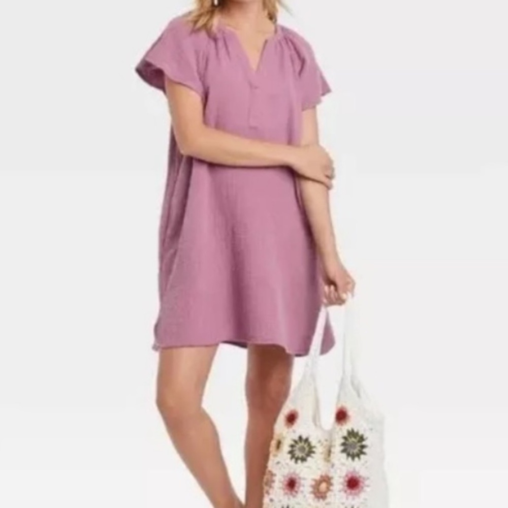 Casual mini dress v neck